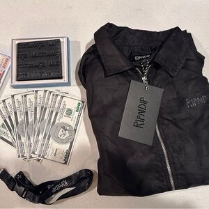 Blackout camo coaches Jacket, lanyard, must be nice trifold wallet, rare money